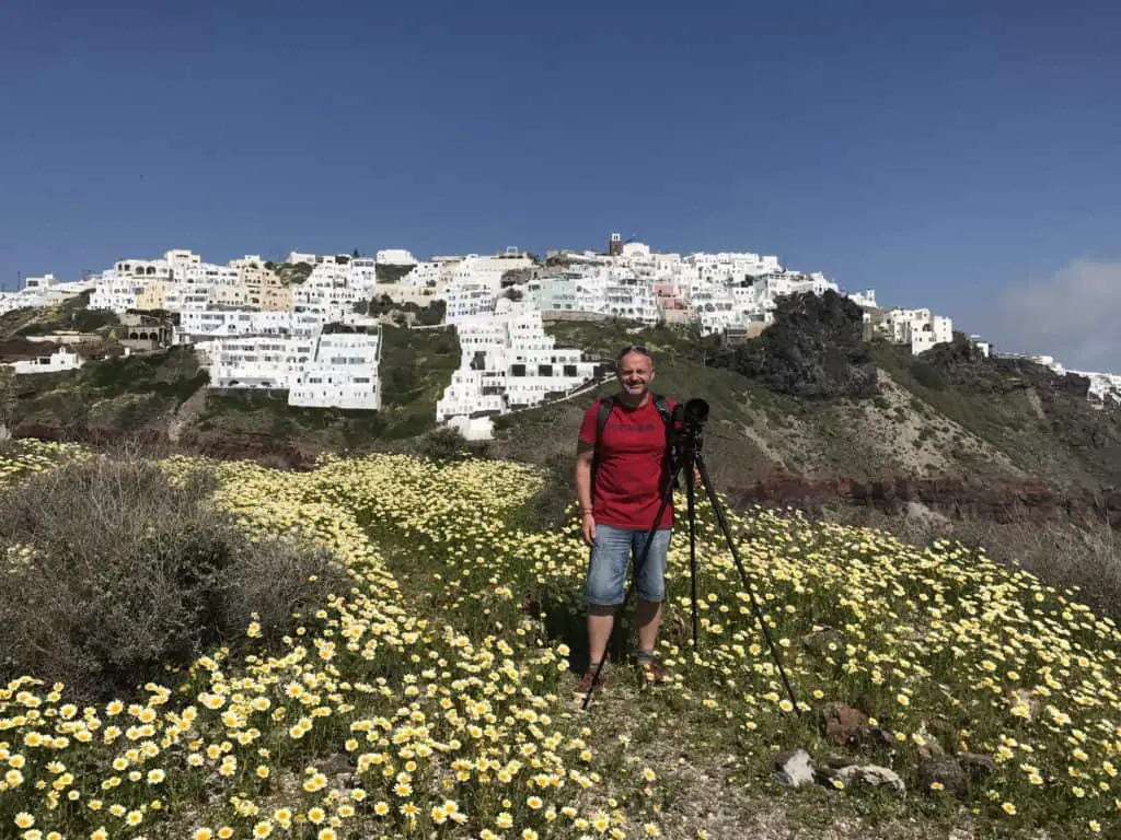 A rare picture of me on Skaros Rock on Santorini