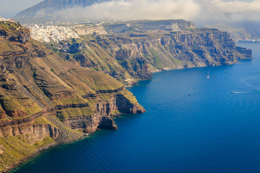 Stunning view of Fira and the cliffs of the Santorini caldera