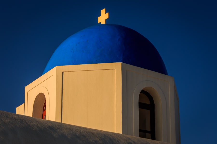 The blue domed roof of the Greek Church Ekklisia Profitis Ilias